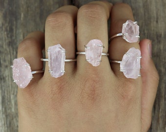 Pink Faux crystal gem silver ring