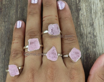 Pink Faux crystal gem silver ring