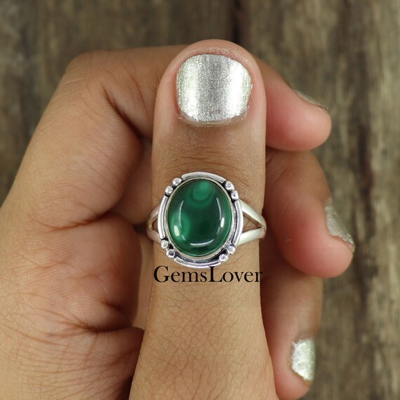 Single green stone Ring | Green stone rings, Stone rings, Rings