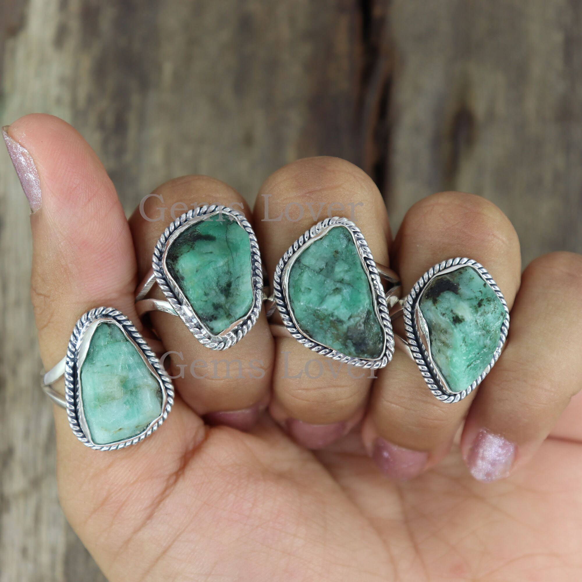 Natural Large Raw Emerald Ring 925 Sterling Silver Statement | Etsy