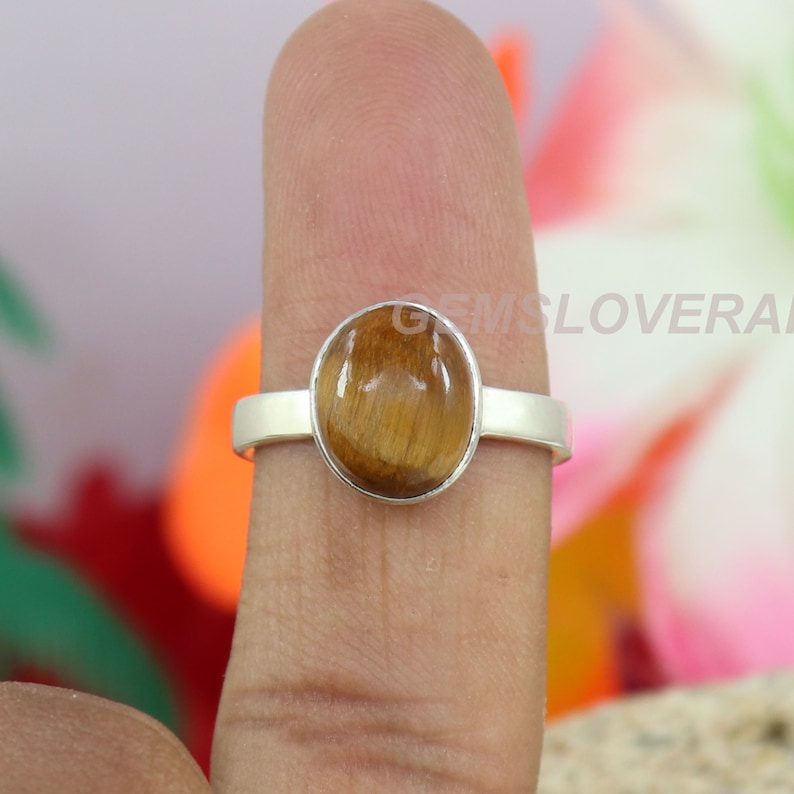 Oval Tiger Eye Ring Handmade Silver Ring 925 Solid Silver Ring Statement Ring Summer Boho Silver Ring Power Stone Ring Tiger Eye Ring