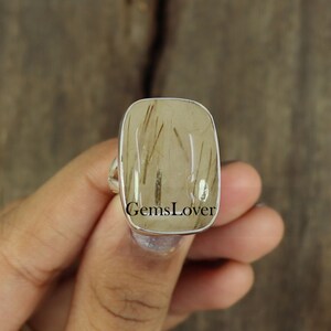 Golden Rutile Quartz Ring, 925 Sterling Silver Ring, Quartz Ring, Statement Ring, Everyday Ring, Women Ring, Birthday Ring, Unique Gift Ring