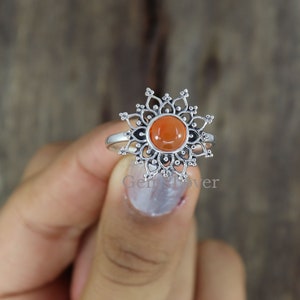 Anello in corniola naturale, anello in argento sterling 925, anello per tutti i giorni, anello per donna, anello con pietra curativa, anello regalo per anniversario, anello regalo per lei
