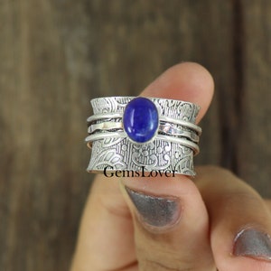 Lapis Lazuli Ring, 925 Sterling Silver Ring, Tone Spinner Ring, Thumb Ring, Healing Stone Ring, Handcrafted Ring, Women Ring, Gift For Her