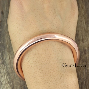 Dikke zware koperen armband, genezende koperen armband artritis, ronde koperen armband, stapelbare koperen armband, handgemaakte koperen armband, mannenarmband