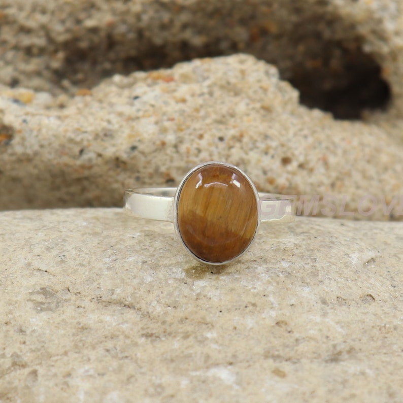 Oval Tiger Eye Ring Handmade Silver Ring 925 Solid Silver Ring Statement Ring Summer Boho Silver Ring Power Stone Ring Tiger Eye Ring