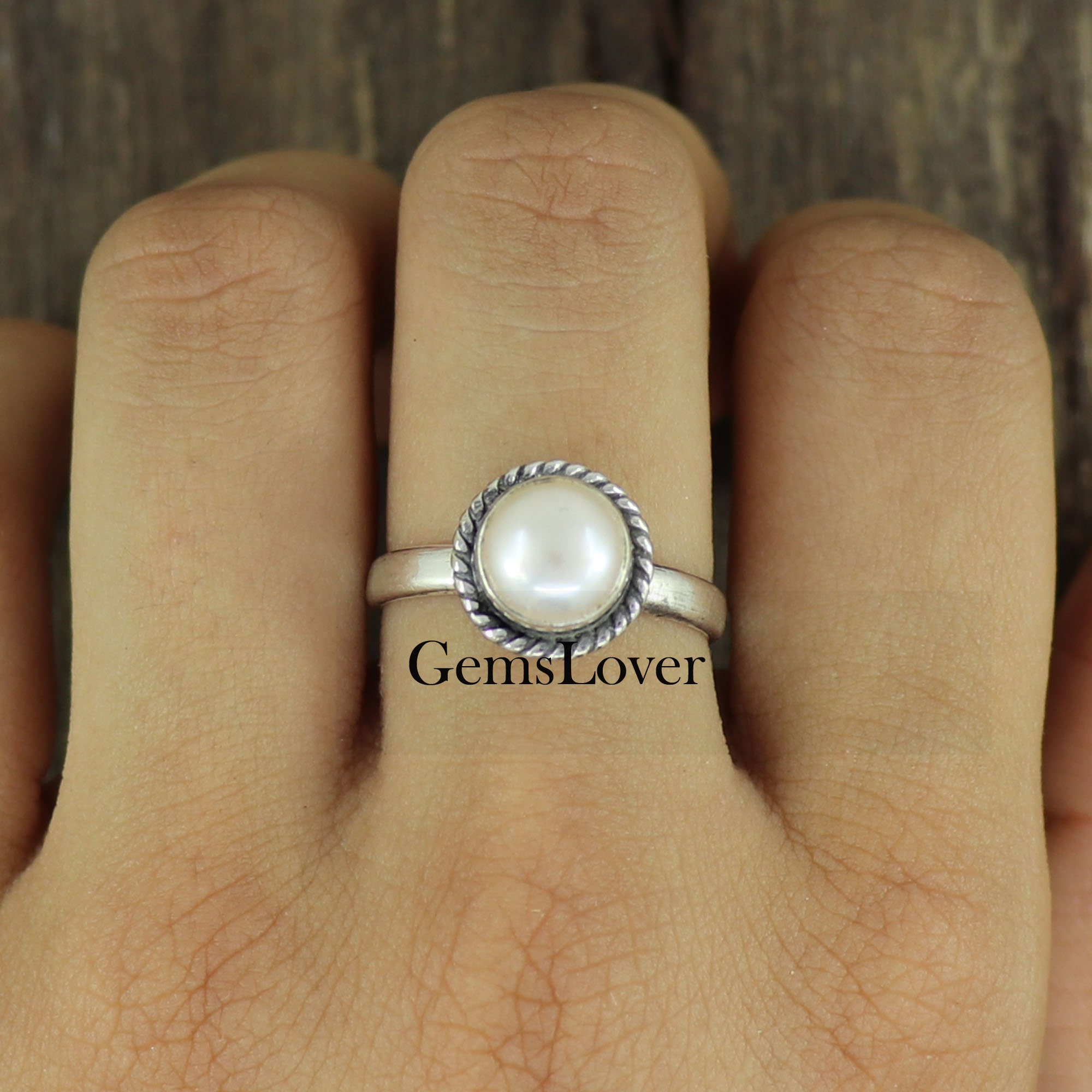 Freshwater Pearl 925 Sterling Silver Ring: Minimalist Boho Band - Etsy