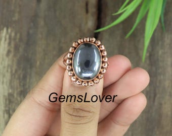 Handmade Hematite Copper Ring: Healing Gemstone Jewelry
