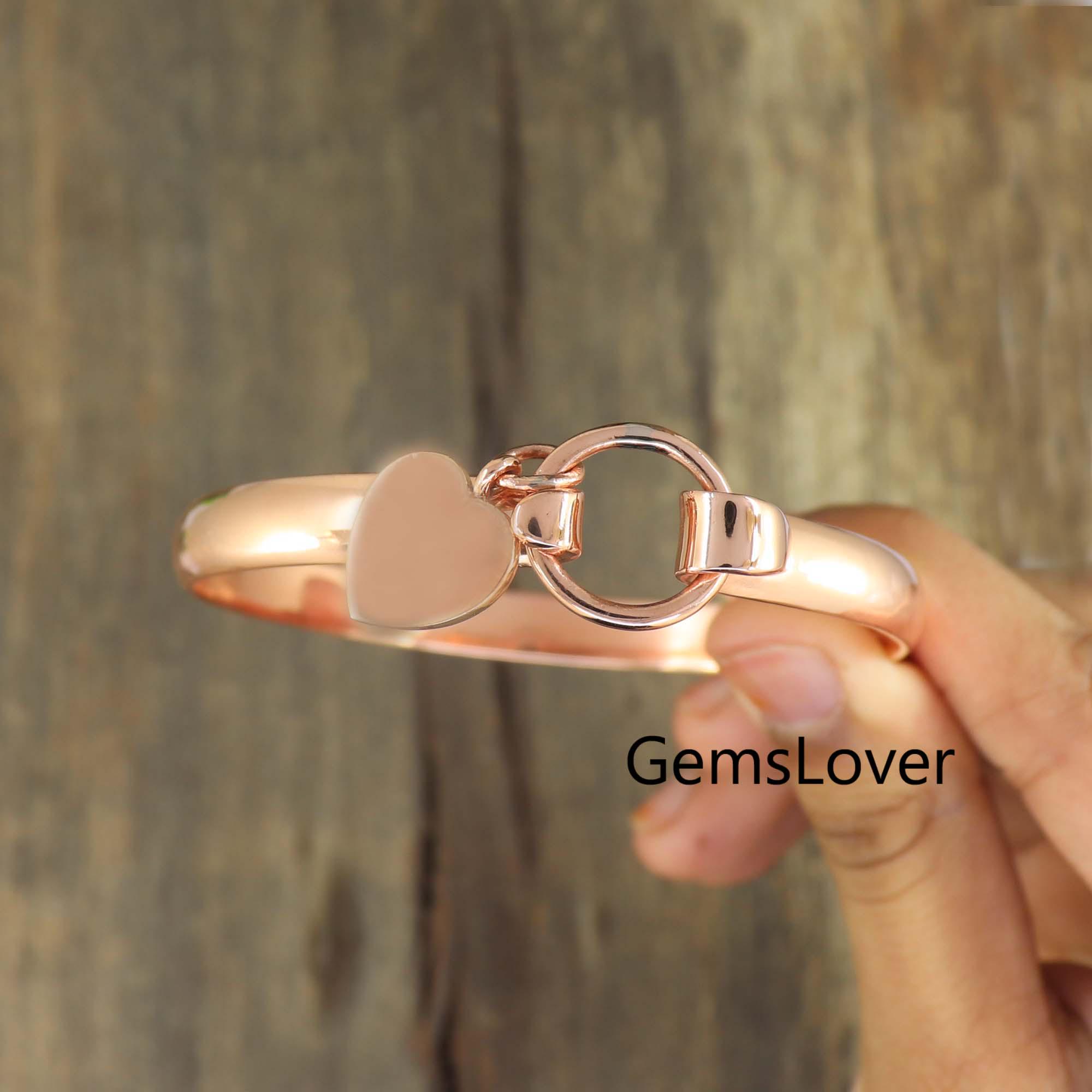Handmade Copper Bangle, Adjustable Heart Cuff Bracelet