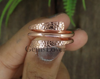 Pure Copper Wrap Ring, Hammered Ring, Copper Band Ring, Handmade Copper Women Ring, Arthritis Ring, Healing Copper Jewelry, Gift for Her