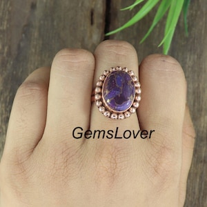 Purple Copper Turquoise Ring, Gemstone Ring, Copper Band Ring, Handmade Ring, Women Ring, Healing Copper Jewelry,Gift for Her ,Handmade Gift