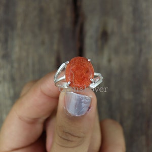 Sponge Coral Ring, 925 Sterling Silver Ring, Orange Stone Ring, Coral Ring, Statement Ring, Daily Wear Ring, Wedding Gift Ring, Gift For Her