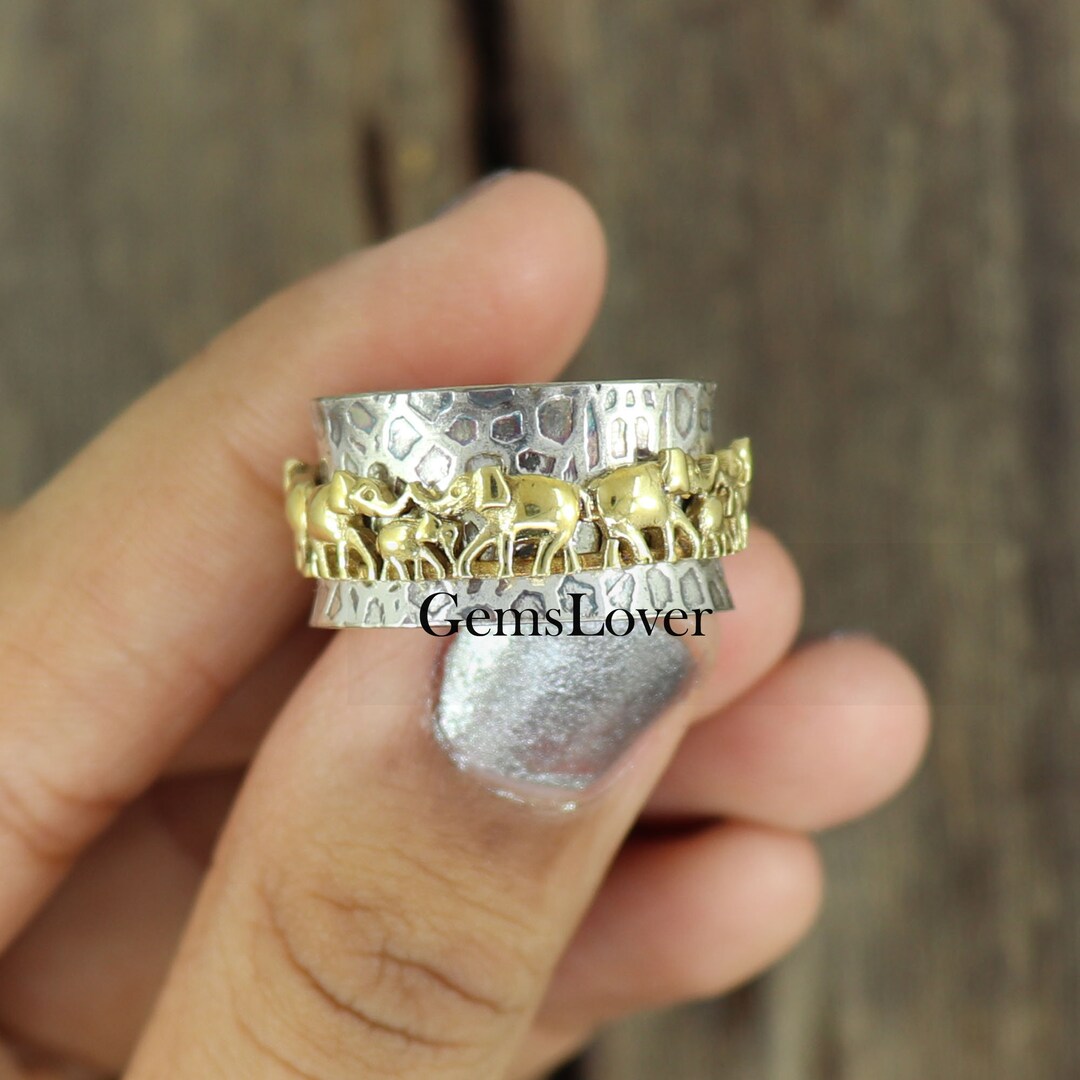 Elephant Spinner Ring 925 Sterling Silver Ring Thumb Ring Etsy