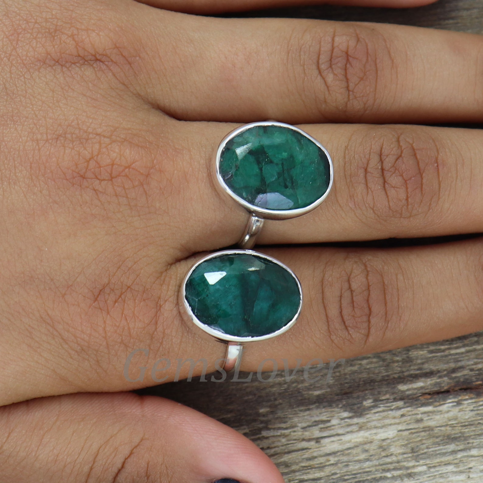 Emerald Corundum Ring Corundum Gemstone Ring Sterling Silver Etsy