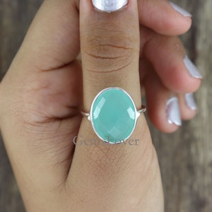 Aqua Chalcedony Ring, 925 Sterling Silver Ring, Statement Ring, Hand Crafted Ring, Boho Ring, Aqua Quartz Ring, Everyday Ring, Gift For Her
