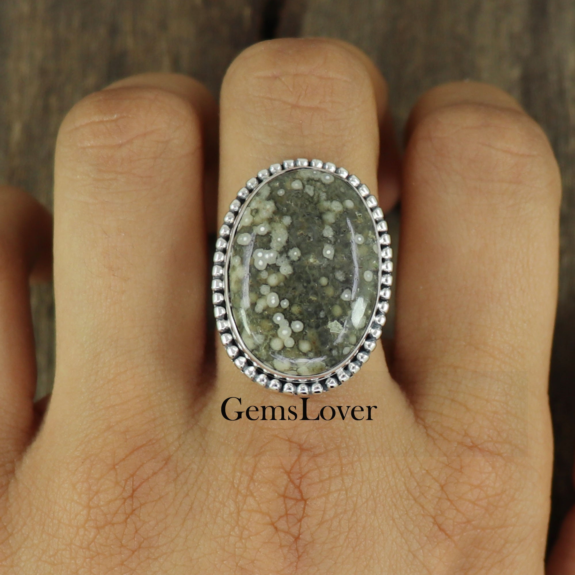 Natural Ocean Jasper Ring, 925 Sterling Silver Ring, Jasper Gemstone Ring, Engagement Ring, Bohemian Ring, Gift for Her Ring, Ring for Women
