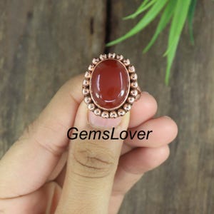 Carnelian Copper Ring, Gemstone Ring, Copper Band Ring, Handmade Ring, Women Ring, Healing Copper Jewelry,  Gift for Her , Handmade Gift