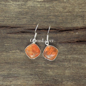 Orecchini in turchese color rame arancione, orecchini in argento sterling massiccio 925, orecchini ad anello, orecchini con pietre curative, orecchini regalo da donna, regalo per lei