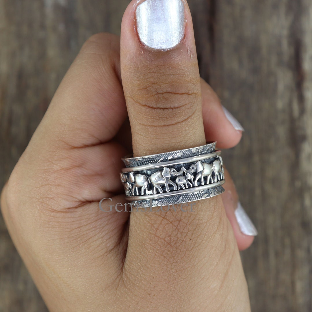 Elephant Spinner Ring, Thumb Spinner Ring, Spinner Ring, 925 Silver