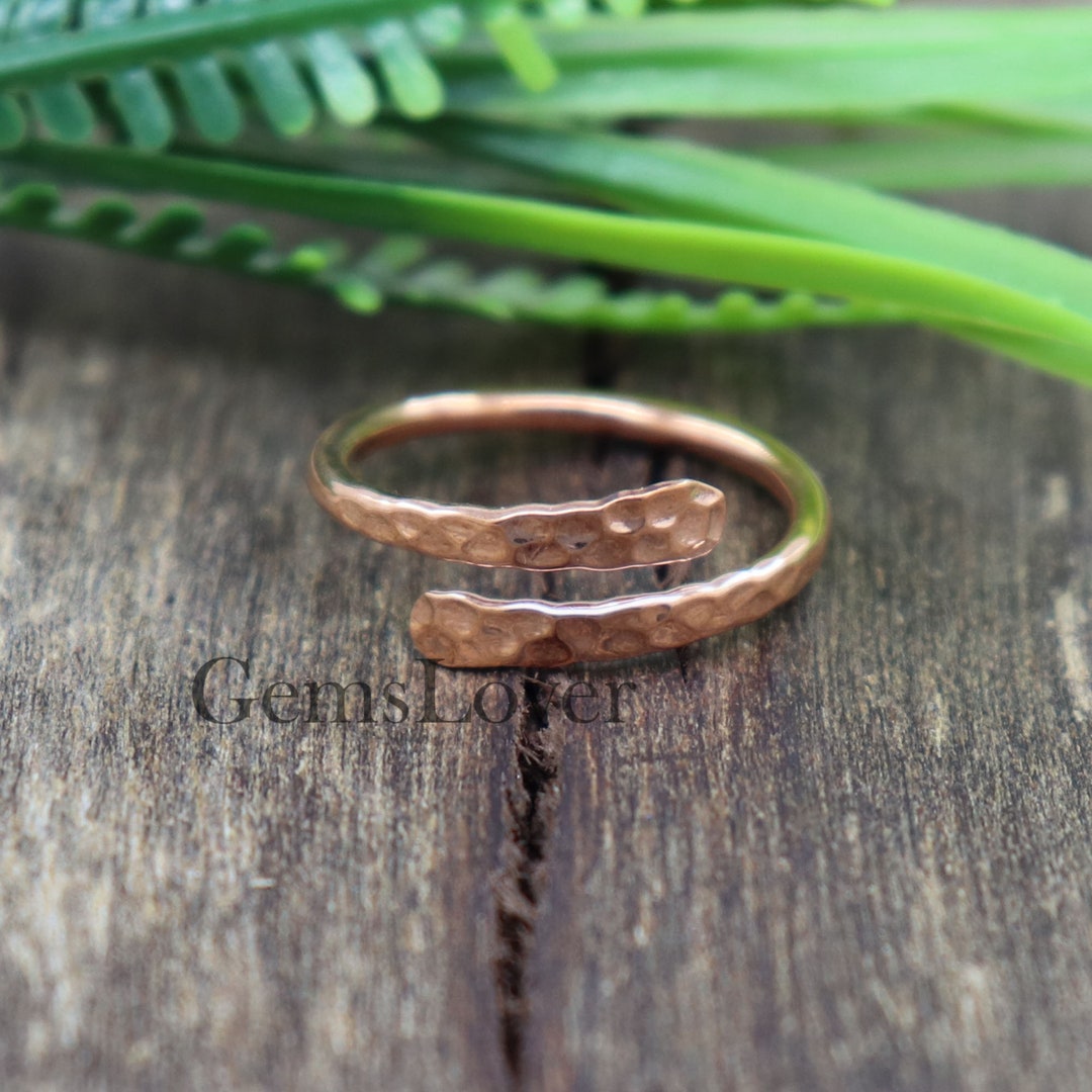 Pure Copper Wrap Ring, Hammered Ring, Copper Band Ring, Adjustable Ring ...