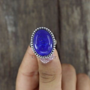 Lapis Lazuli Ring, 925 Sterling Silver Ring, Statement Ring, Healing Gemstone Ring, Women Ring, Birthday Ring, Minimalist Ring, Gift For Her