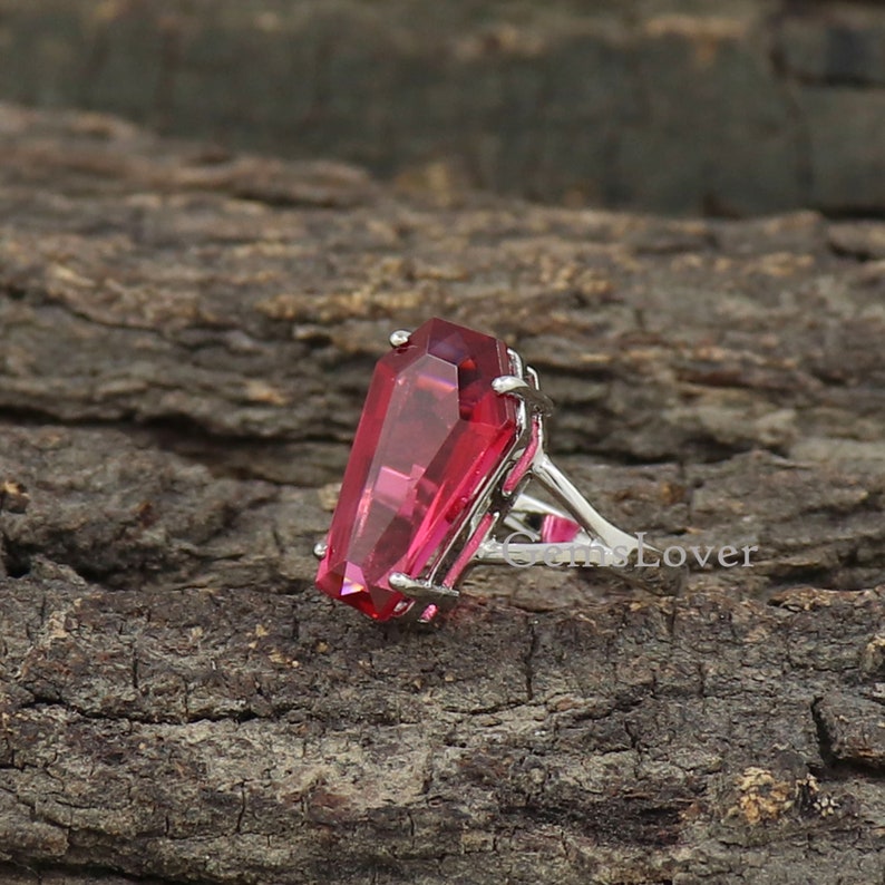 925 Silver Ring Handmade Ring Statement Ring Boho Ring Gemstone Ring Garnet Coffin Ring Gift For Her Women Ring Engagement Gift Ring