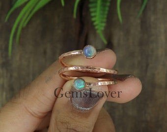 Ethiopian Opal Ring , Copper Wrap Ring, Hammered Ring, Copper Ring, Handmade Ring, Arthritis Ring, Solid Copper Jewelry, Gift for Her