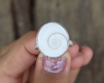 Shiva Eye Shell Ring: 925 Sterling Silver Bohemian Statement Ring
