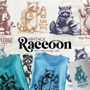 Clipart SVG raton laveur vintage - vecteur animal des bois pour t-shirts, tasses, logos, affiches, autocollants et sublimation PNG, laser rétro