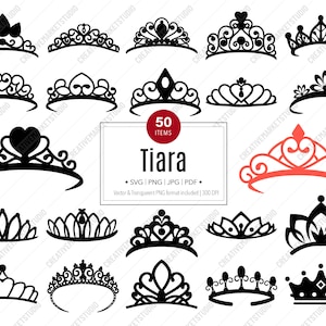 Königskrone SVG, Prinzessin Tiara, Königin Krone Schnittdateien für Cricut und Silhouette, Png, PDF-Dateien, SVG-Dateien