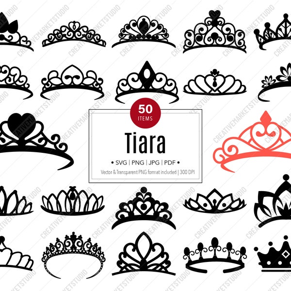 Royal Crown SVG, Princesa Tiara, Queen Crown Cut Files para Cricut y Silhouette, Png, Archivos PDF, Archivos Svg