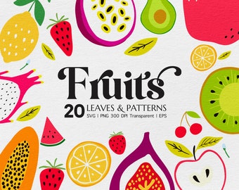 Abstract Fruit Clipart – Colorful Kitchen Wall Art SVG PNG for Crafts and Prints