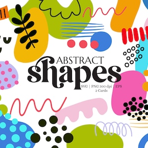 Ensemble SVG de formes abstraites, cliparts modernes colorés PNG, forme amusante, formes géométriques lumineuses, griffonnage à main levée, art minimaliste rétro