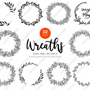 Wreath SVG bundle | Laurel floral | circle bundle | floral wreath | heart laurel wreath | wedding wreath  | wreath monogram circle frame