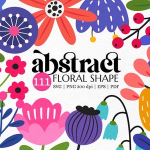 Abstract Floral Clipart Bundle – Hand-Drawn Spring Flowers and Leaves SVG PNG for Crafts & Decor