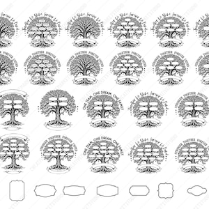 Albero genealogico per riunioni di famiglia SVG PNG – Clipart personalizzabile con nome per magliette e inviti immagine 3