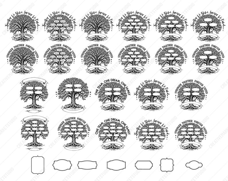Albero genealogico per riunioni di famiglia SVG PNG – Clipart personalizzabile con nome per magliette e inviti immagine 3
