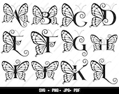 Butterfly Monogram Alphabet – 26 SVG PNG Files for Wedding Decor & Personalized Gifts
