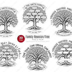 Familien Reunion Baum SVG PNG - Anpassbare Familie Name Baum Clipart für Reunion Shirts, Poster, Scrapbooking und Einladungen