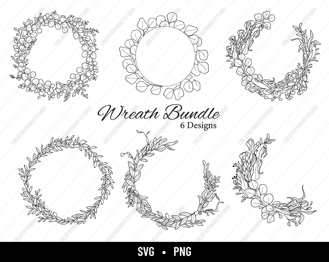 Floral Wreath SVG Bundle - Heart Shape, and Wedding Monogram Circle ...