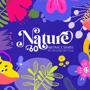 Natur Blumen Abstrakte und Formen Bündel, von Hand gezeichnete naive Wildblumen Clipart, Boho Retro minimalistische Skizze für Textil- & Papierarbeiten