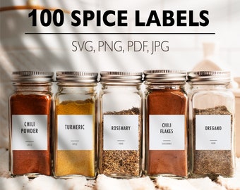 Spice Jar Labels SVG PNG – Modern Minimalist Printable Stickers for Pantry Organization
