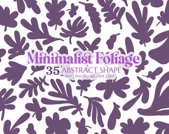 Minimalistische Foliage Clipart - Moderne abstrakte botanische Blatt Vektor-Grafiken für digitale Kunst