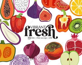 Garten Obst und Gemüse Clipart - Handgezeichnetes Essen SVG PNG für Küche und Drucke