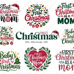 Weihnachten SVG Bundle - Babys & Mamas erste Weihnachtsentwürfe für T-Shirts, Tassen, Ornamente - PNG, SVG Clipart Pack