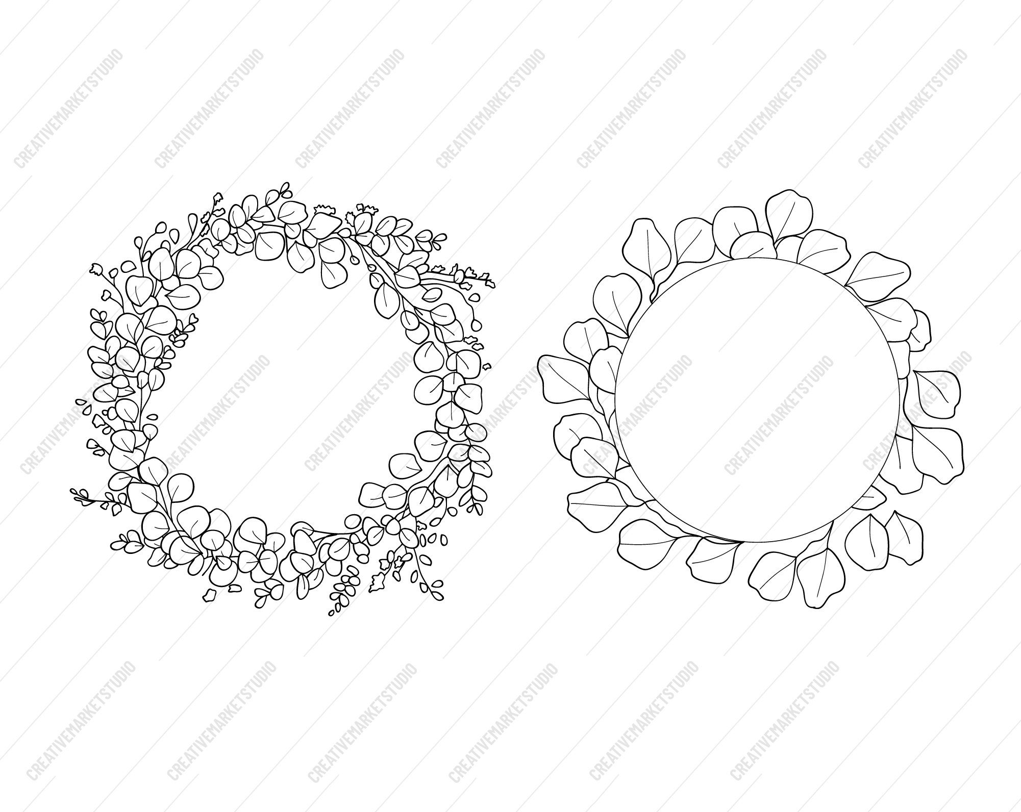 Floral Wreath SVG Bundle - Heart Shape, and Wedding Monogram Circle ...