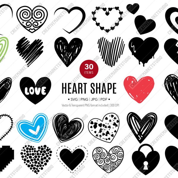 Heart Shape Hand Drawn, Doodle Heart SVG, Sketch Heart, Valentine Symbol, Open Heart PNG, Freehand Outline, Love SVG, Cute Heart Cut Files