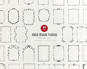 Hand-Drawn Frame Clipart – 35 Whimsical Doodle Borders SVG PNG EPS for Crafts