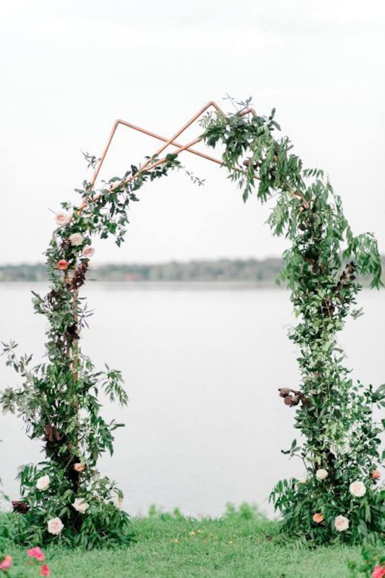 Copper Wedding Arch, Rose Gold Flower Stand, Geometric Photo Backdrop Stand, Wedding Backdrop Frame for Flowers, Metal Wedding Altar Frame image 1