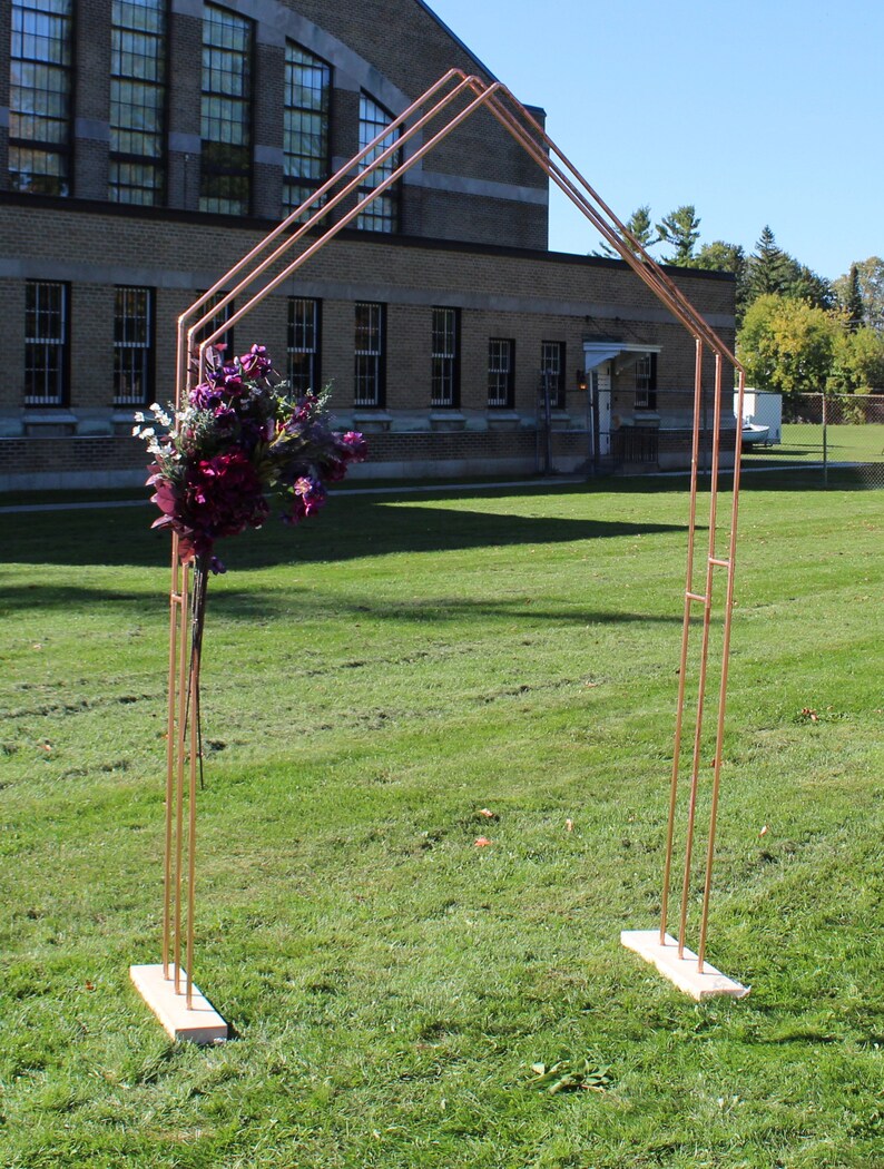 Copper Wedding Arch Rose Gold Flower Stand Geometric Photo Etsy